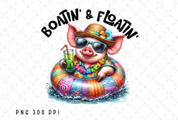 Download Boatin and Floatin Pig Summer Lake Life - Premium Bundle