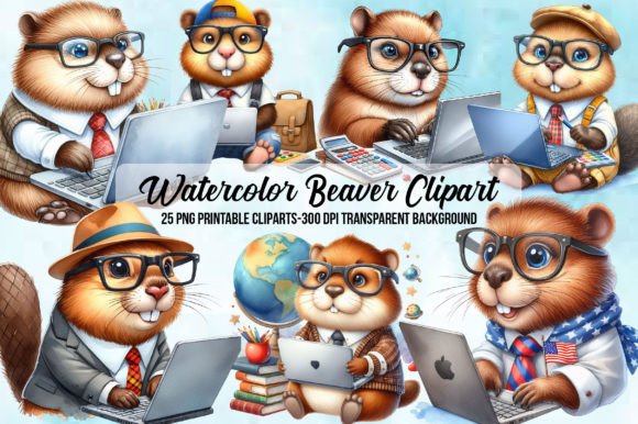 Download Watercolor Beaver Clipart - Watercolor beaver Collection