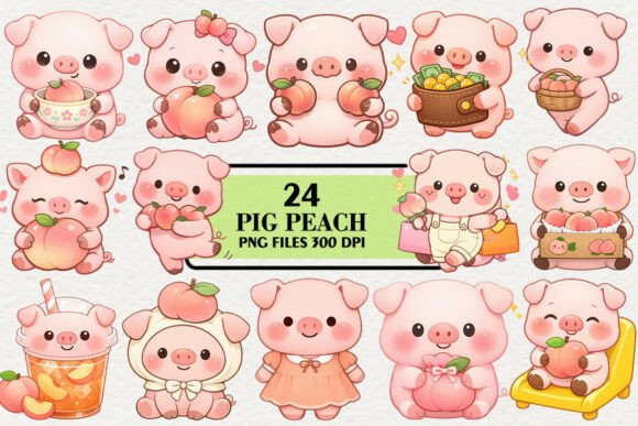 Download Kawaii Pig Peach Stickers Clipart - Premium Resources
