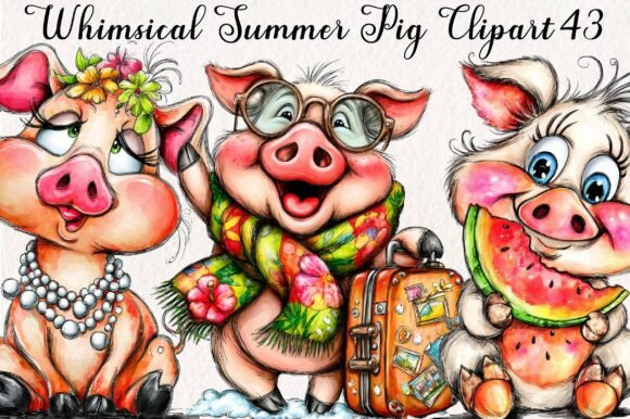 Download Whimsical Summer Pig Clipart - Premium Resources
