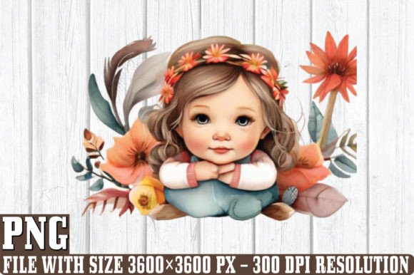 Download Girle Watercolor Boho Baby Clipart - Boho baby clipart Collection