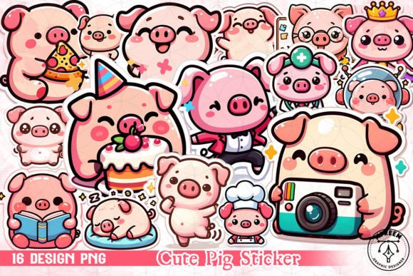 Download Cute Pig Sticker Sublimation Clipart PNG - Premium Resources