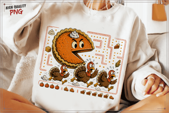 Download Funny Thanksgiving Fall Pie Chasing PNG - Thanksgiving Collection