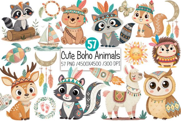 Download Boho Baby Clipart Bundle Boho Animals - Boho baby clipart Collection